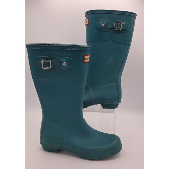 Hunter Kids Blue Rain Boots, Size Girls 4, Rubber Knee High, Authentic Unisex - Picture 1 of 8